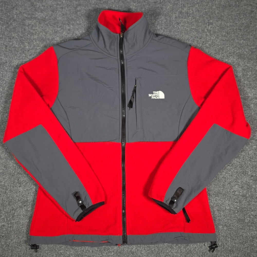 The North Face Denali Fleece Jacket Womens XL Red Grey Full Zip BW411099